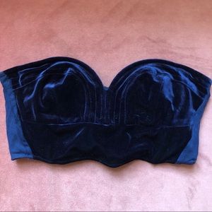 Sparkle & Fade blue velvet crop top / bralette